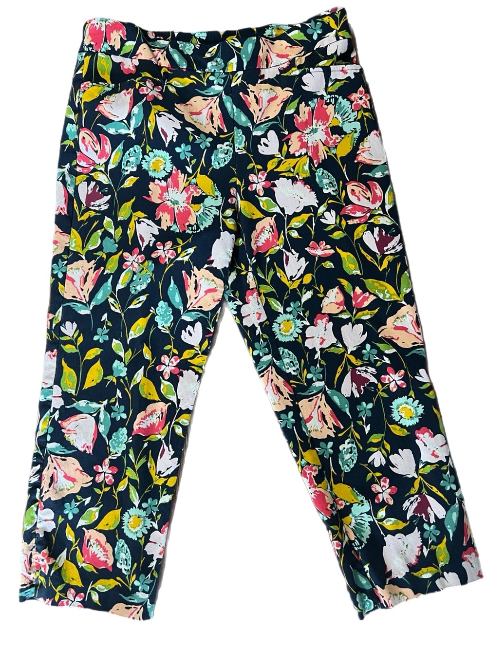 Time and Tru Floral / Tropical Pull-on Cropped Pants Size S (4-6)
